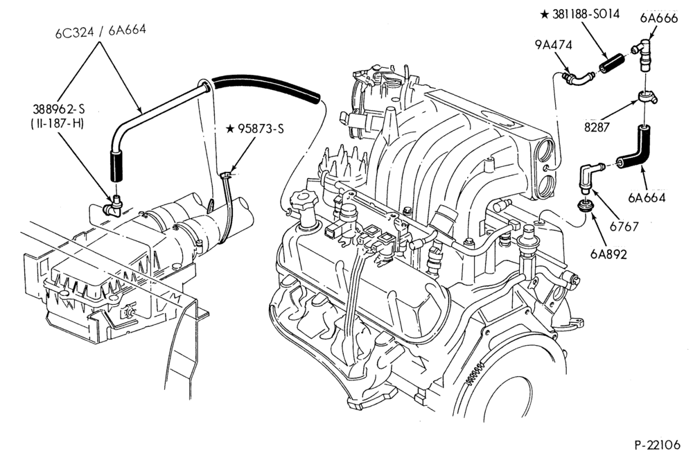 Схема 8 CYL. 5.8L-Crankcase ventilation system-U150