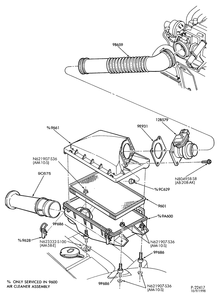 Схема Воздушная заслонка, ACCELERATOR AND SPEED CONTROL-Air cleaner - Calif.