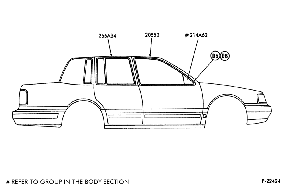 Схема LINCOLN TOWN CAR -- WINDOW FRAME MOULDINGS