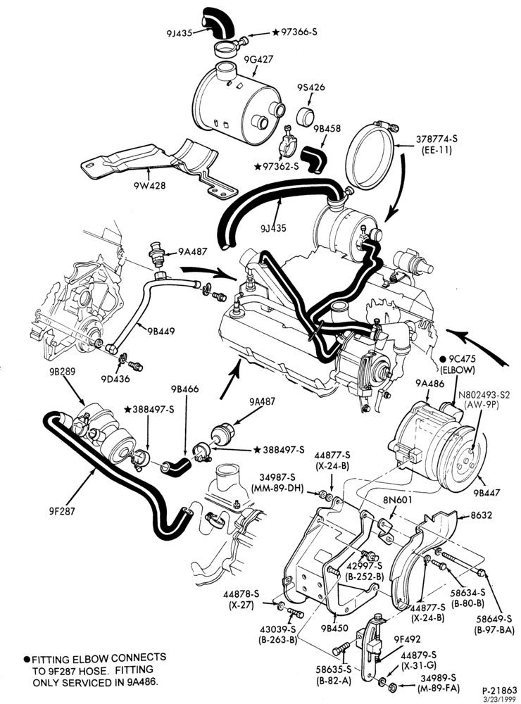 Схема 8 CYL. 6.1L, 7.0L (370, 429 C.I.D.) GAS-B-C-F-FT600/800 - Calif. and Can.