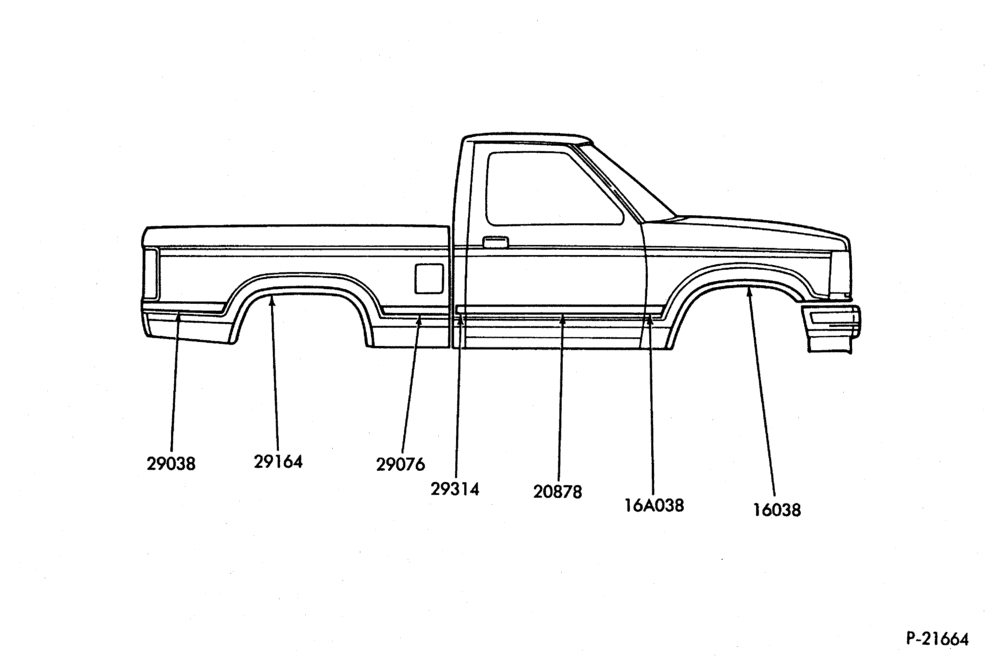 Схема MOULDINGS - BODY SIDE LOWER