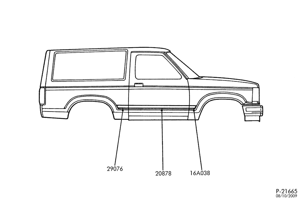 Схема MOULDINGS BODY SIDE LOWER - PRESSURE SENSITIVE