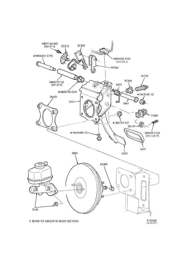 Схема BRAKES-Brake booster & pedal installation