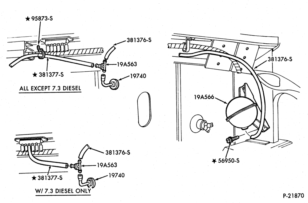 Схема HEATERS-Vacuum reservoir and hose installation-E150/350