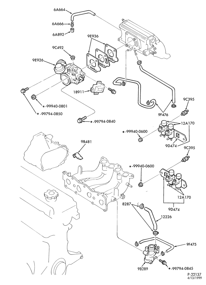 Схема 4 CYL. 1.6L (98 C.I.D.)-recirculation (E.G.R.)- valves