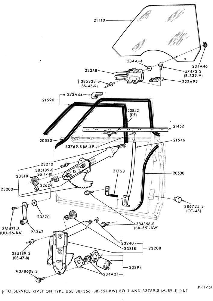 Схема BODY SIDES AND QUARTER-Window parts (front door)
