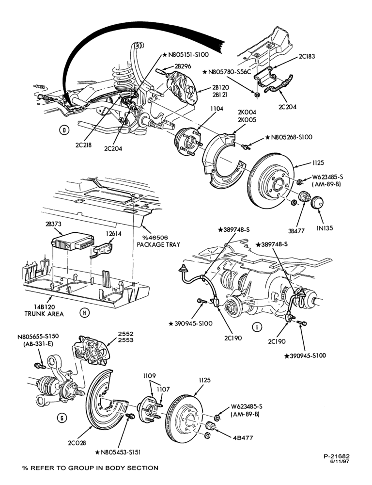 Схема BRAKES-Disc brake system - w/rear disc brake & anti-lock - Page B
