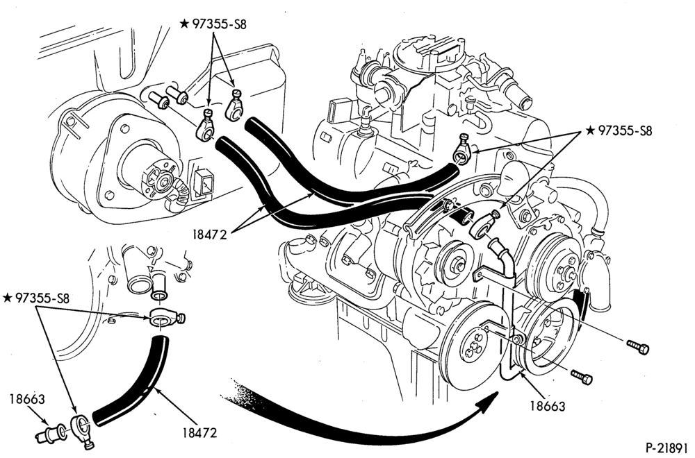 Схема HEATER HOSES-HEATER HOSES- 6 cyl. 171 (2.8L)-R