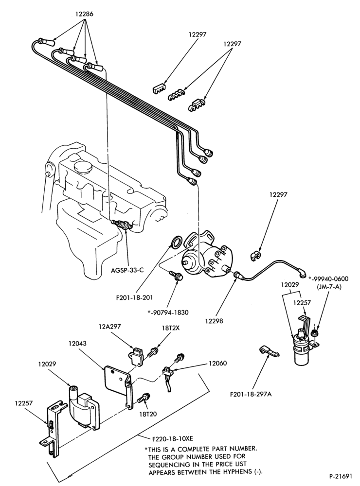 Схема DISTRIBUTOR AND IGNITION SYSTEM-Ignition coil & related parts - 4 cyl. 134 (2.2L)-E.F.I.