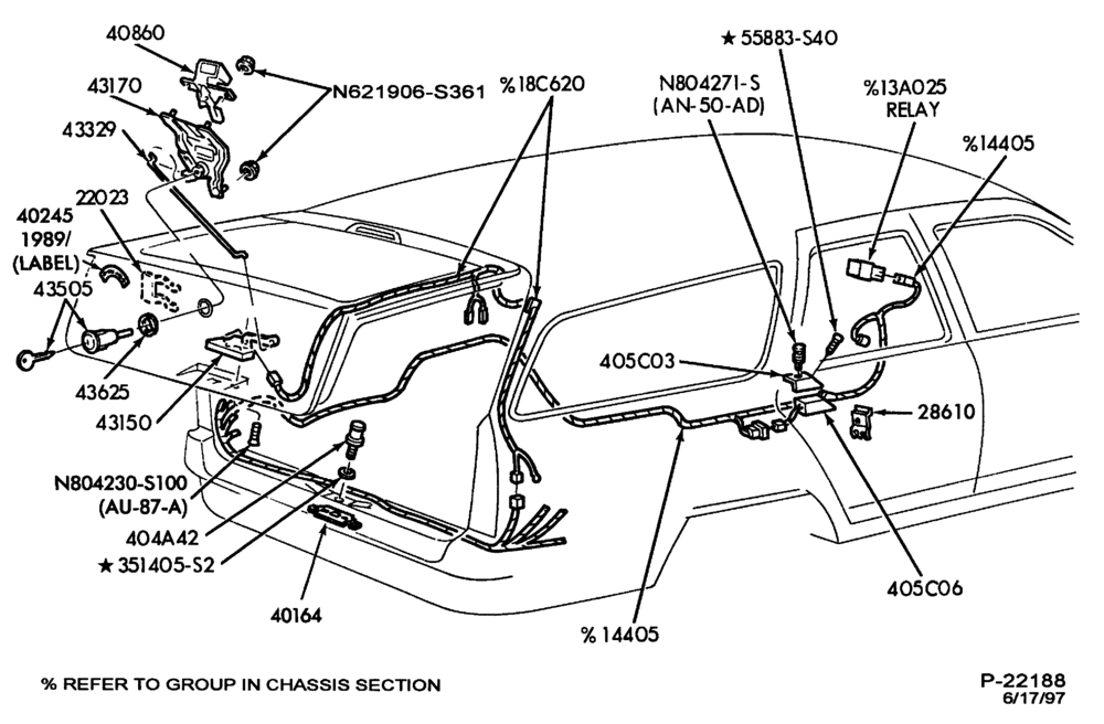 Схема ROOF-Liftgate latch and release - electric - B/T 74