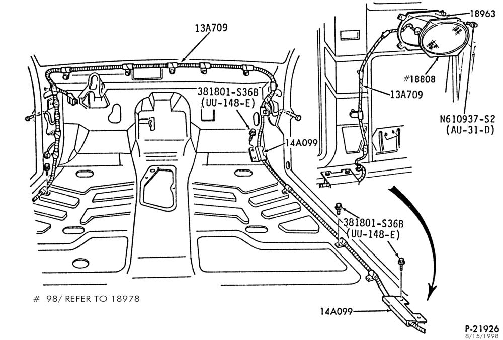 Схема RADIOS-Radio - rear speaker & wiring - SuperCab-R