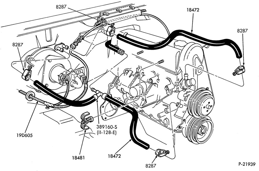 Схема HEATER HOSES-HEATER HOSES- 4 cyl. 140 (2.3L)-R