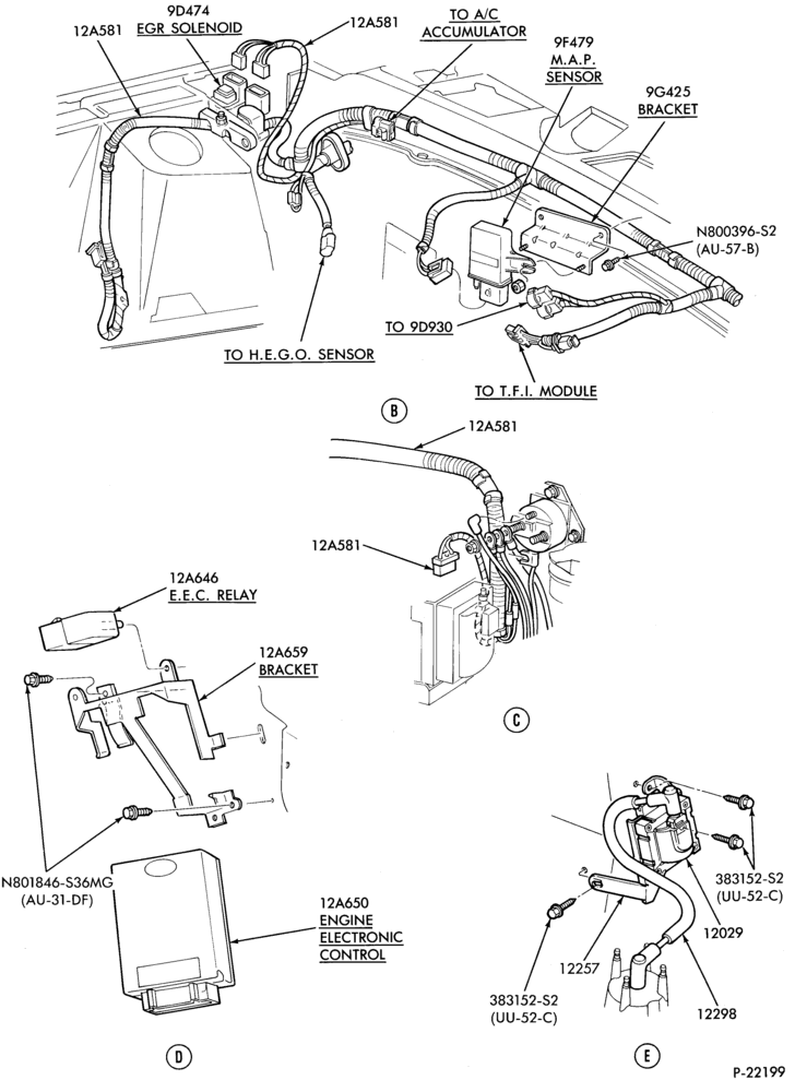 Схема 4 CYL. 2.3L (140 C.I.D.)-Electronic engine control (E.E.C.) - E.F.I.-Page-Page-B