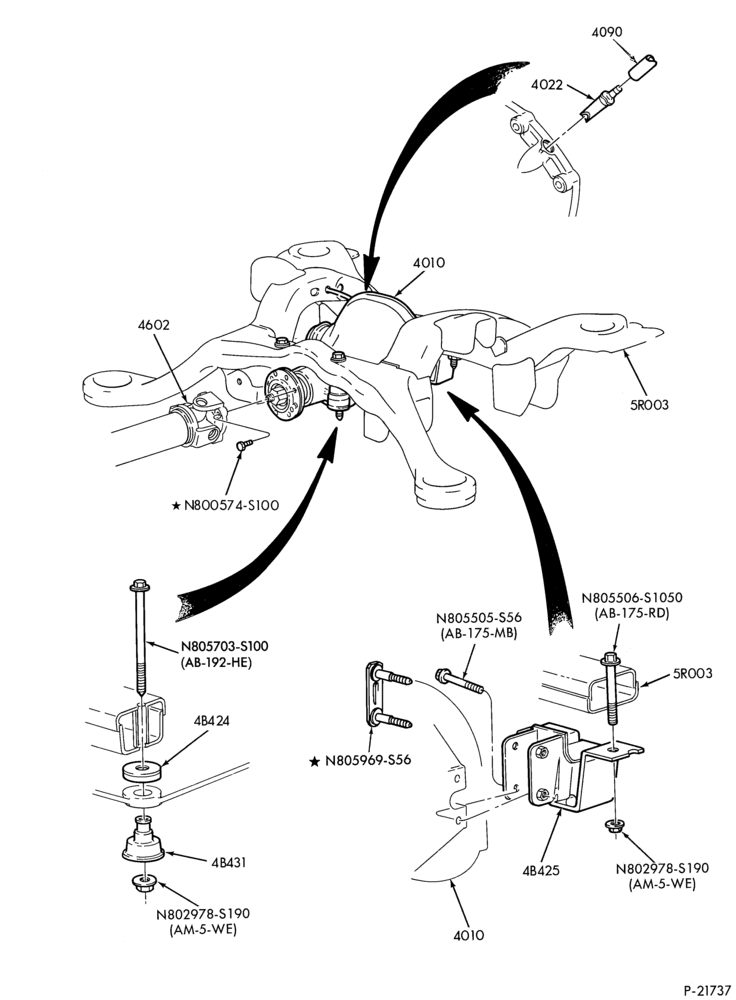 Схема REAR AXLE-DIFFERENTIAL MOUNTS