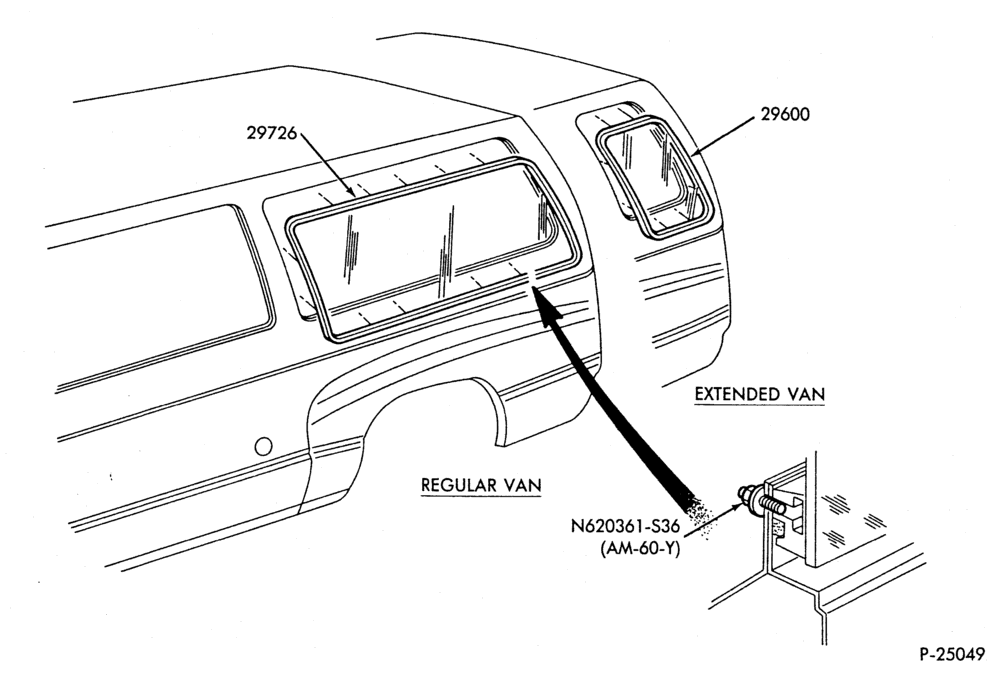 Схема BODY SIDES AND QUARTER-Body & side door window parts - stationary - L.H.-E150/350,E(Super Duty)
