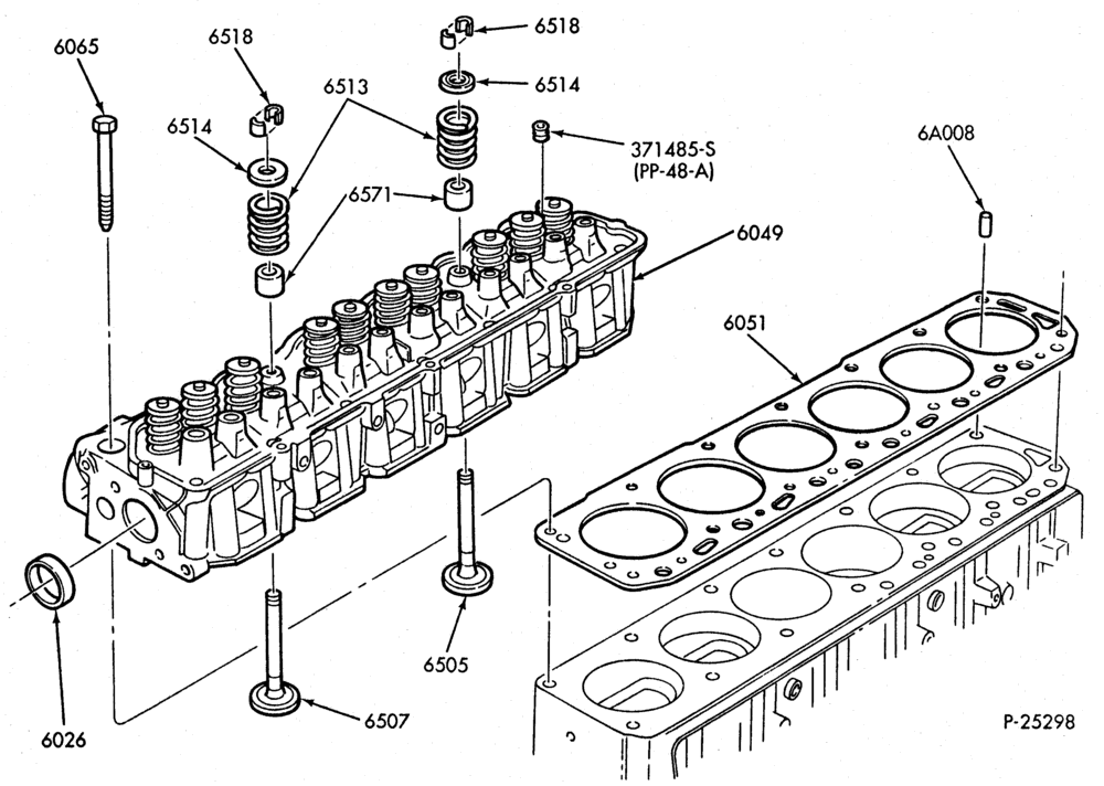 Схема 6 CYL. 4.9L-Cylinder head, valves & related parts-U150