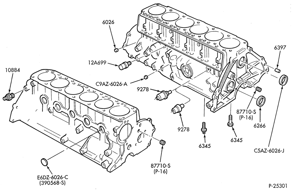 Схема 6 CYL. 4.9L-Cylinder block plugs-U150