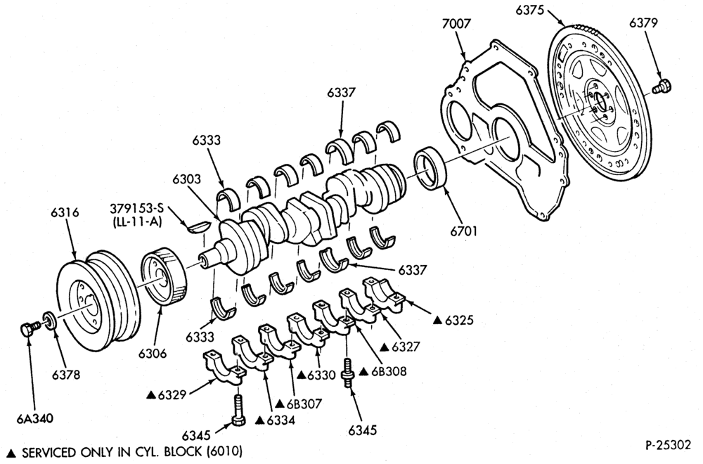 Схема 6 CYL. 4.9L-Crankshaft, flywheel & related parts-U150
