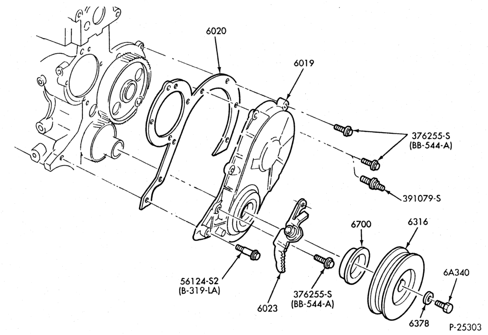 Схема 6 CYL. 4.9L-Engine front cover-U150