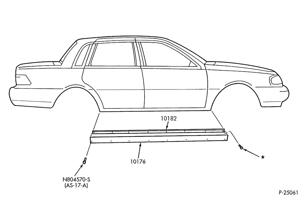 Схема TOPAZ -- BODY TYPE 54 - ROCKER PANEL MOULDINGS