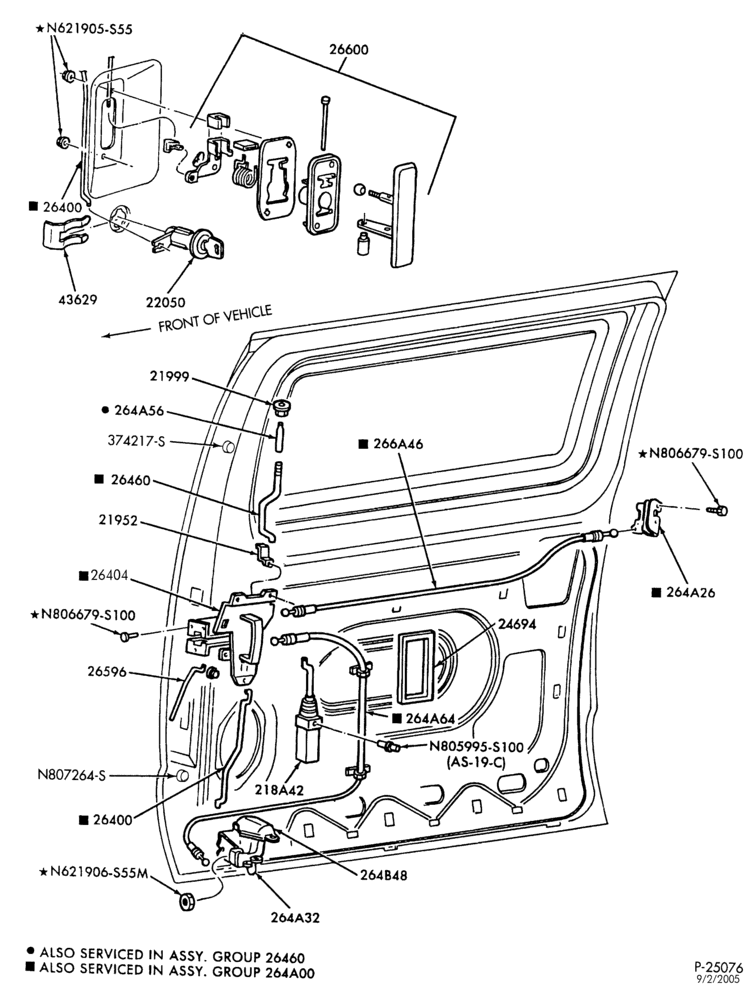 Схема BODY SIDES AND QUARTER-Sliding door - latches & lock assembly-E150/450