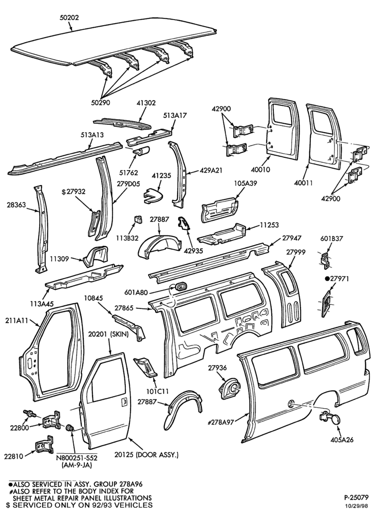 Схема SHEET METAL-Upper body sheet metal parts - L.H. side - all-E150/450