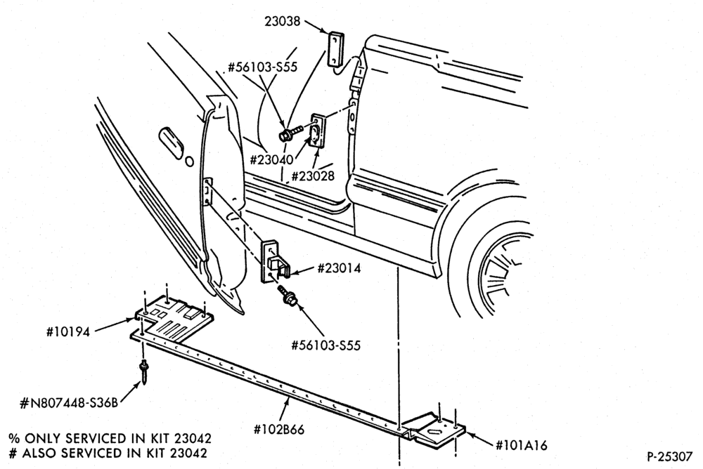 Схема BODY SIDES AND QUARTER-Door alignment pin & underbody reinforcement-kit