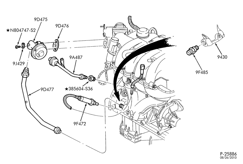 Схема MANIFOLDS, THERMOSTATS & EMISSION PARTS-Exhaust manifold and related parts