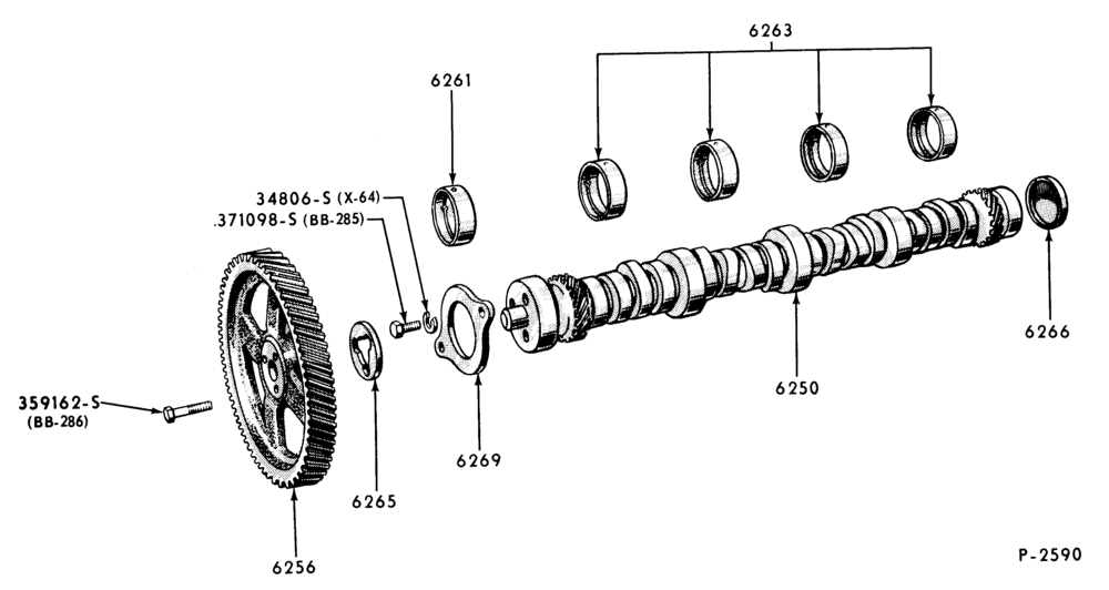 Схема 8 CYL. 7.8L AND 8.8L (477 AND 534 C.I.D.) GAS-CAMSHAFT, GEAR AND BEARINGS