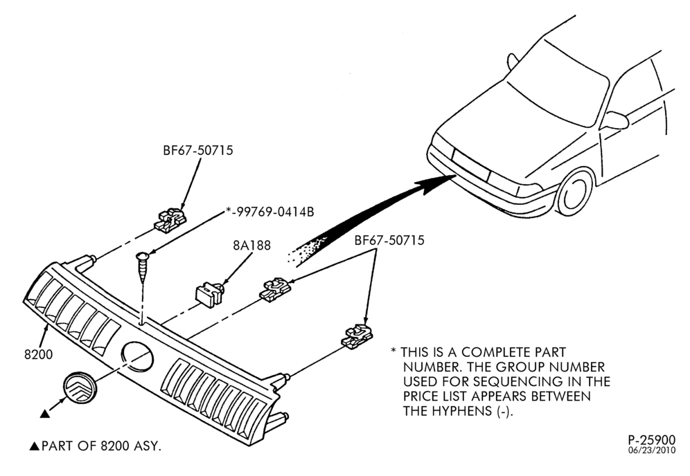 Схема Радиатор, GRILL AND COOLING-RADIATOR GRILLE - MM (Tracer) - 4 cyl. 1.9L