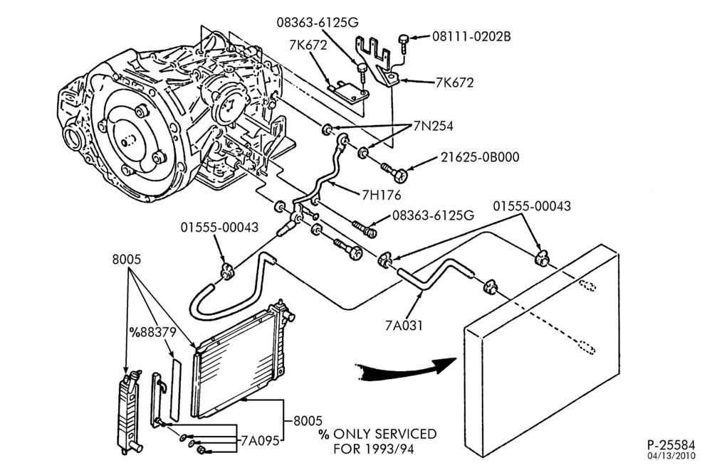 Схема AUTOMATIC TRANSMISSION-EXTERNAL PARTS - Cooling system-DM