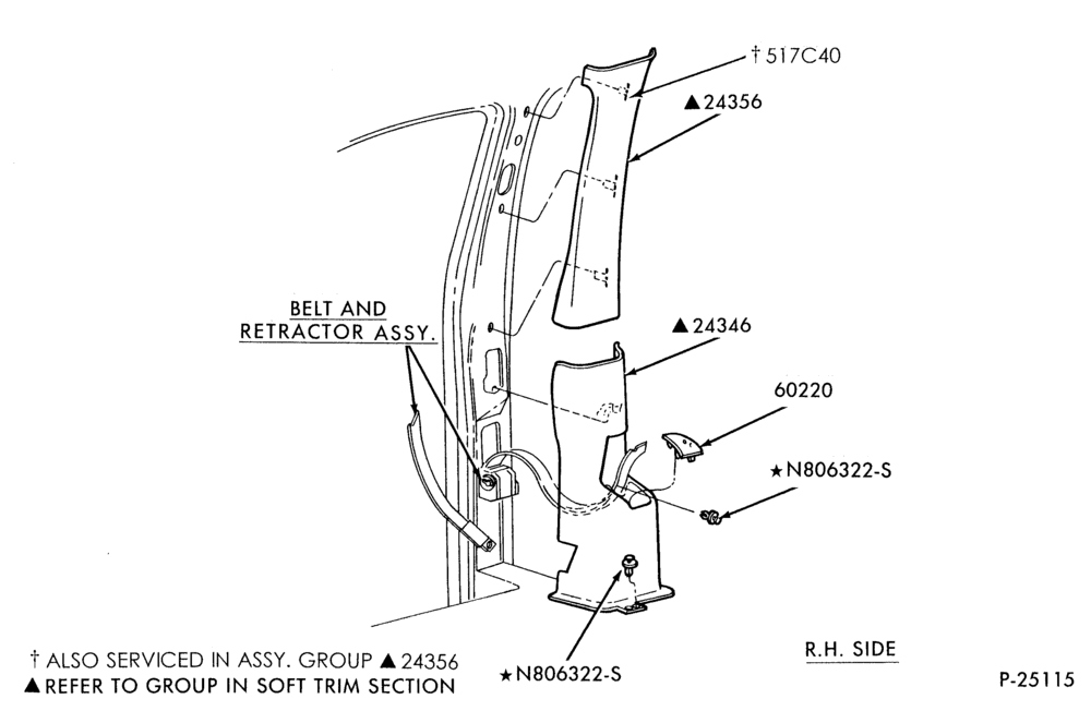 Схема SOFT, INTERIOR TRIM-Interior trim - center pillar - R.H. side-E150/450