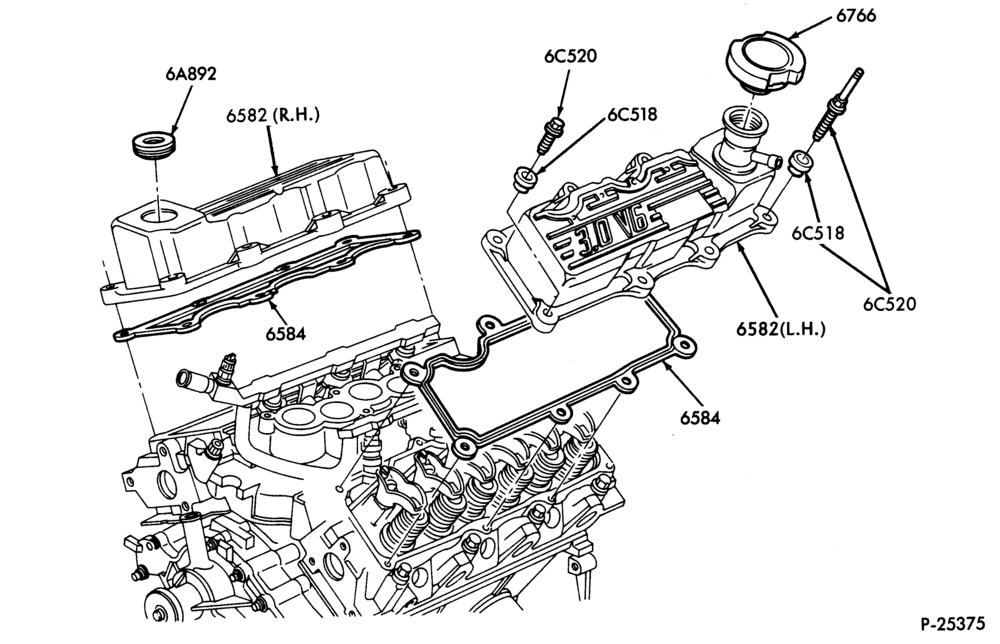 Схема 6 CYL. 3.0L - EXC. SHO-Rocker arm covers and related parts