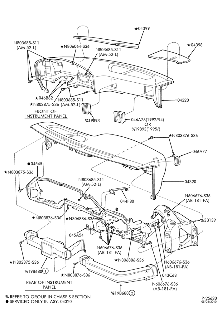 Схема Консоль, DASH, WINDSHIELD-Instrument panel - Page B-E150/350,E(Super Duty)