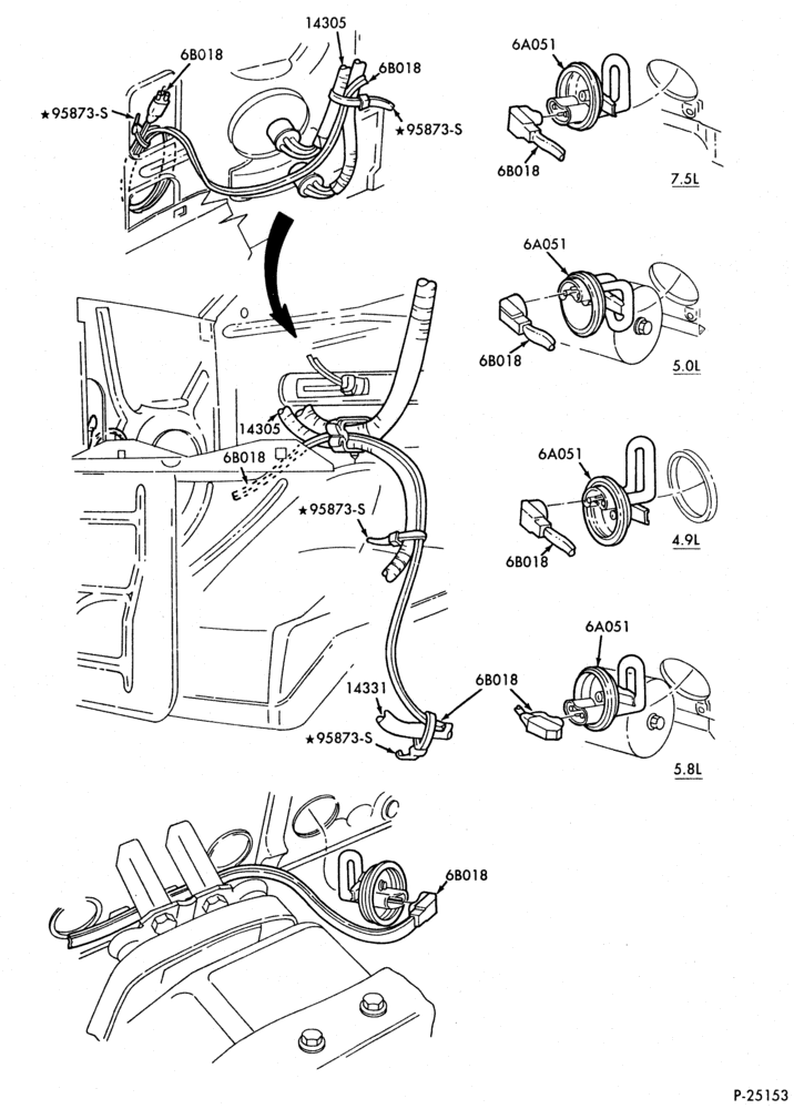 Схема 6 CYL. 4.9L-Engine block immersion heater-E150/350