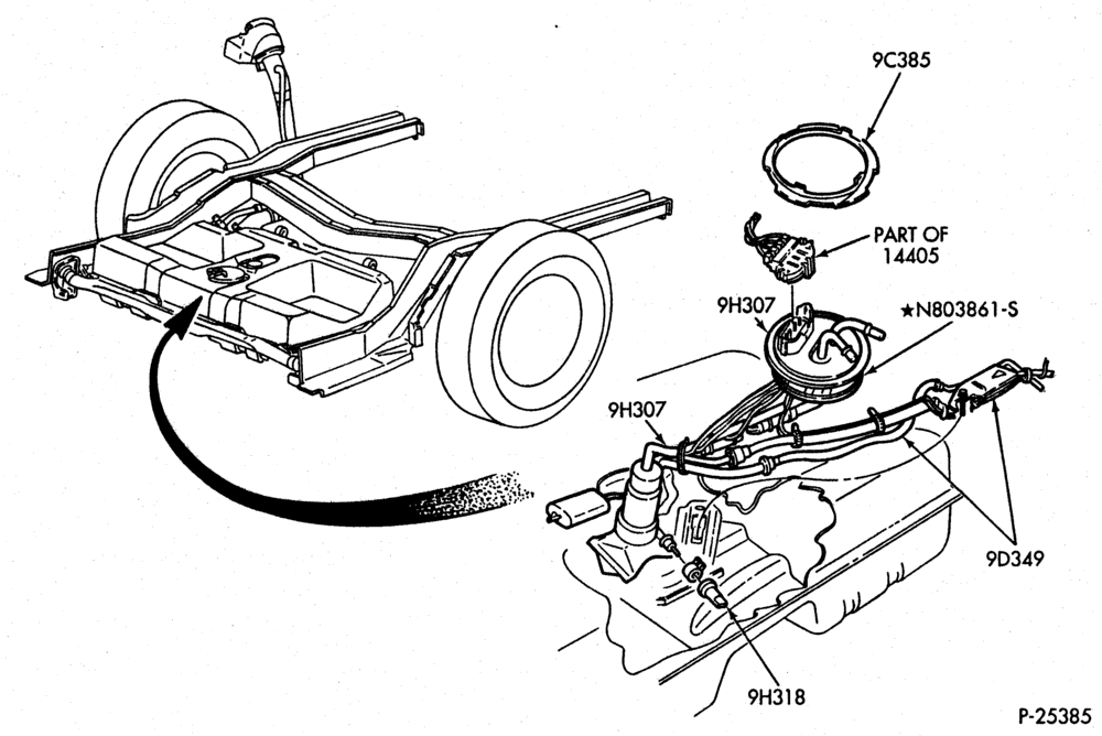 Схема 4 CYL. 2.3L (140 C.I.D.) HSC-Fuel sender pump & instl.- all wheel drive
