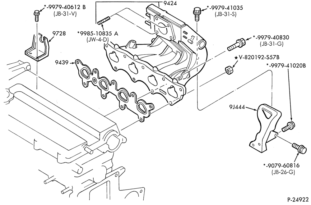 Схема MANIFOLDS, THERMOSTATS & EMISSION PARTS-Fuel injection manifold, injectors - and related parts - w/o T/C