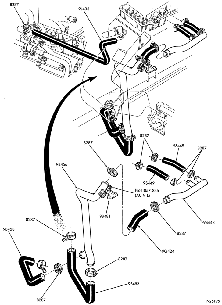 Схема 8 CYL. 7.5L - GAS-Secondary air injection (air) - silencer & bracket asy.