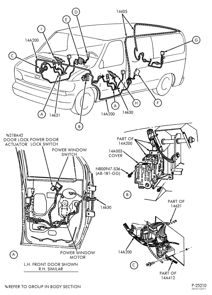 Схема ELECTRICAL SYSTEMS-Wiring system - power door locks, windows & controls - Page A-E150/450