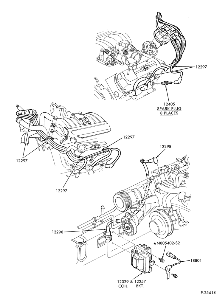Схема Стартер, IGNITION AND HEADLAMP SWITCHES-Ignition wiring and related parts - 6 cyl. 3.8L - exc. S/C