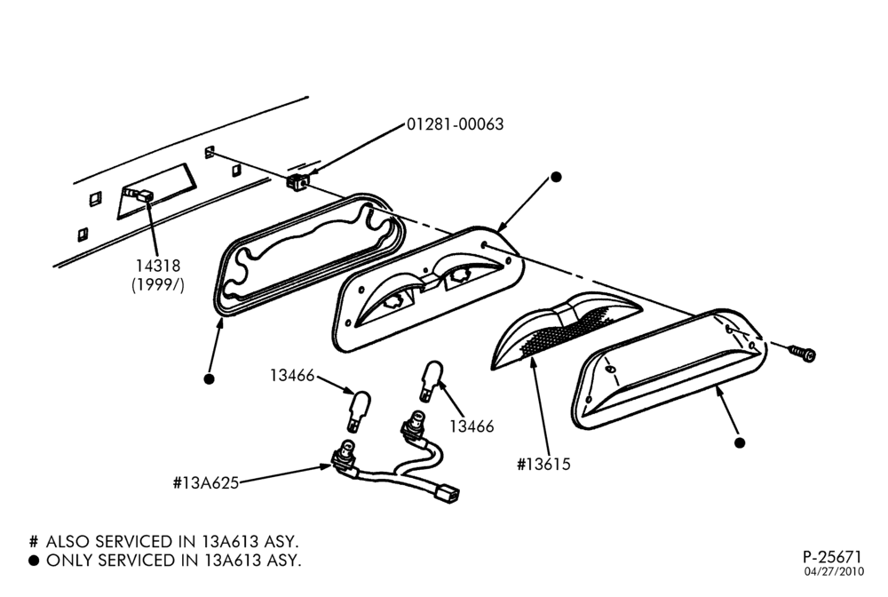 Схема LAMPS-High mount stop lamp & related parts-DM