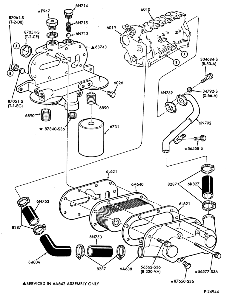 Схема 6 CYL. 6.6L & 7.8L DIESEL-OIL COOLER & FILTER - w/dual filters""From 10/90''-B600/700
