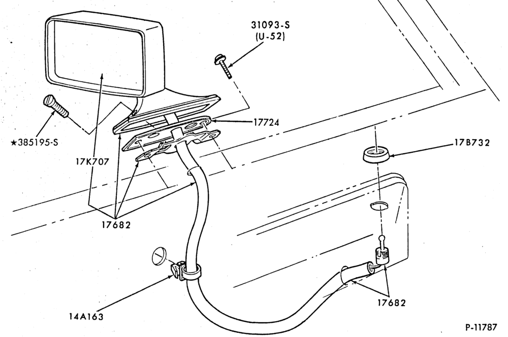 Схема SPEEDOMETER, BUMPERS, MIRRORS AND WIPERS-Mirror - remote control - rect. - L.H.