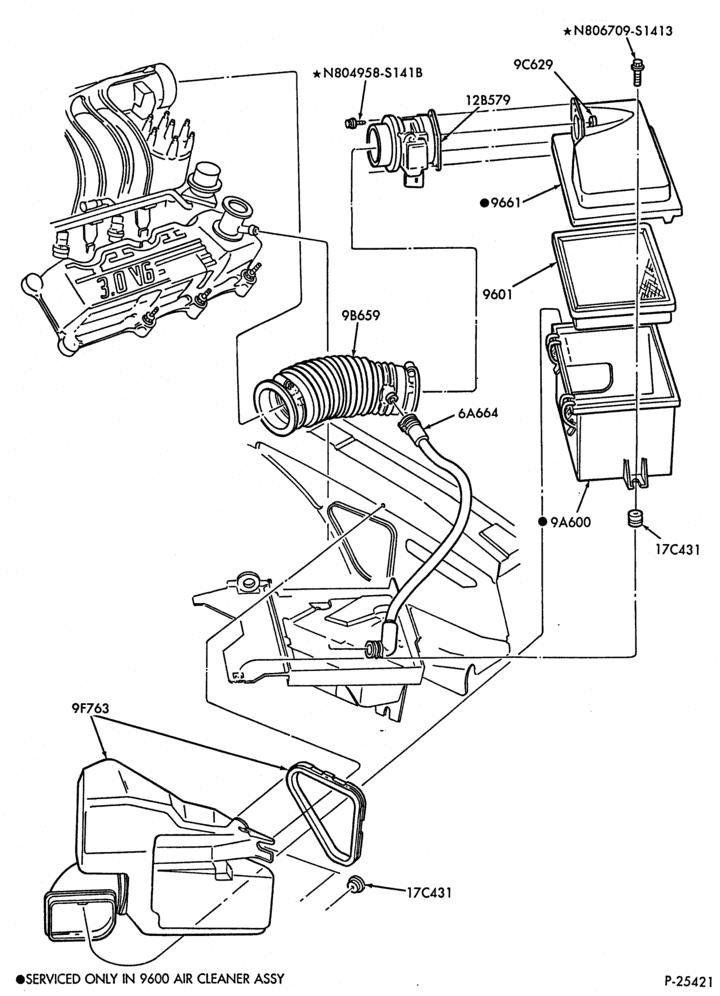 Схема 6 CYL. 3.0L - EXC. SHO-Air cleaner - w/auto. trans.