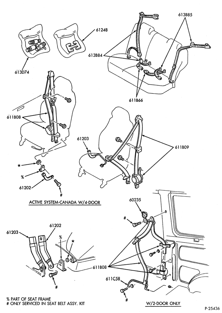Схема SEATS AND SEAT BELTS-Seat belt & shoulder harness installation - Canada