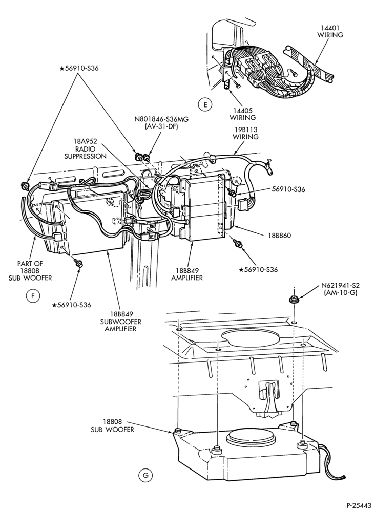 Схема Аудиосистема, ANTENNAS AND SPEAKERS-Radio, amplifier, speakers & wiring - JBL system - B/T 54 - Page B