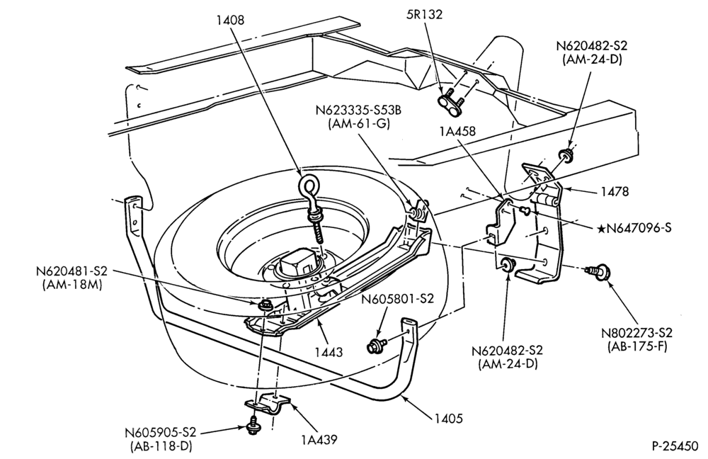 Схема SPARE WHEEL CARRIER-Spare wheel carrier - without aft axle tank-R