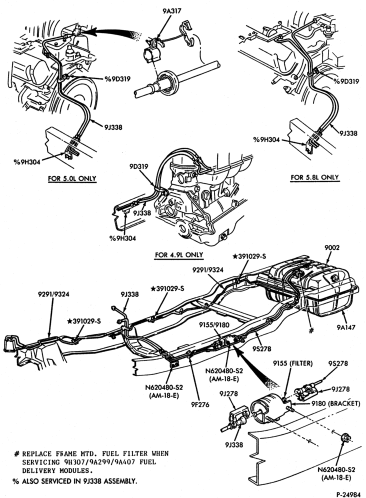 Схема 6 CYL. 4.9L - GAS-Fuel system & related parts - U150 - lines