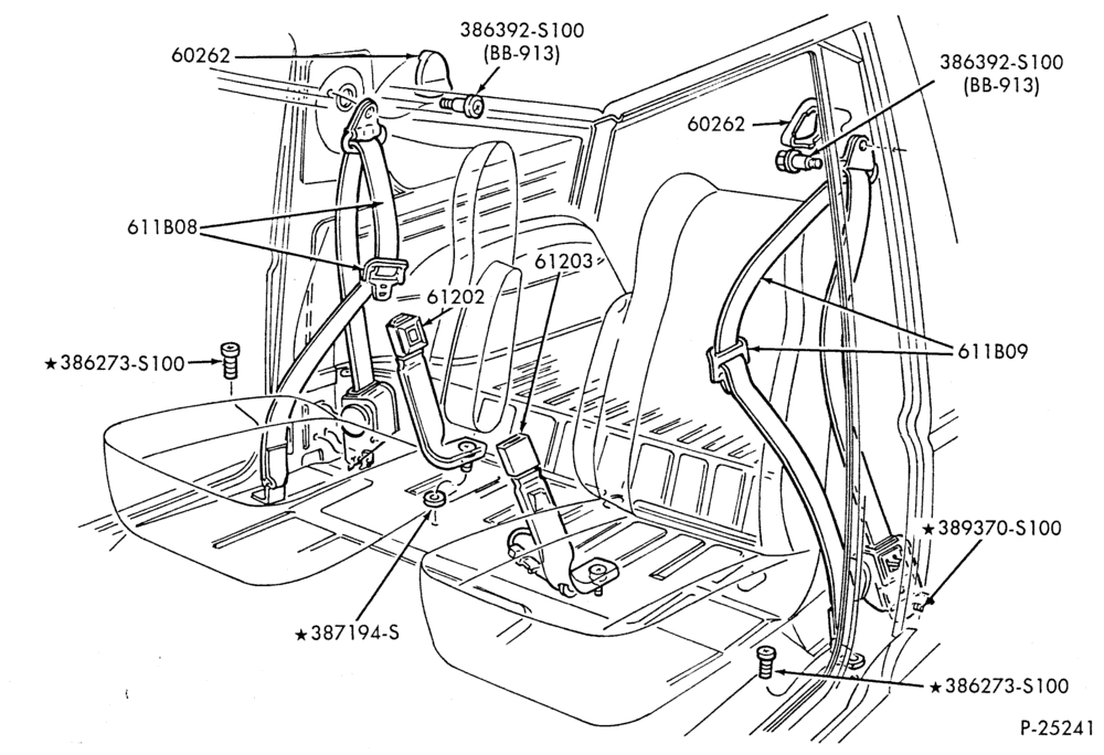 Схема SEATS AND SEAT BELTS-Seat belt & shoulder harness - front seat - captain's chair-U150