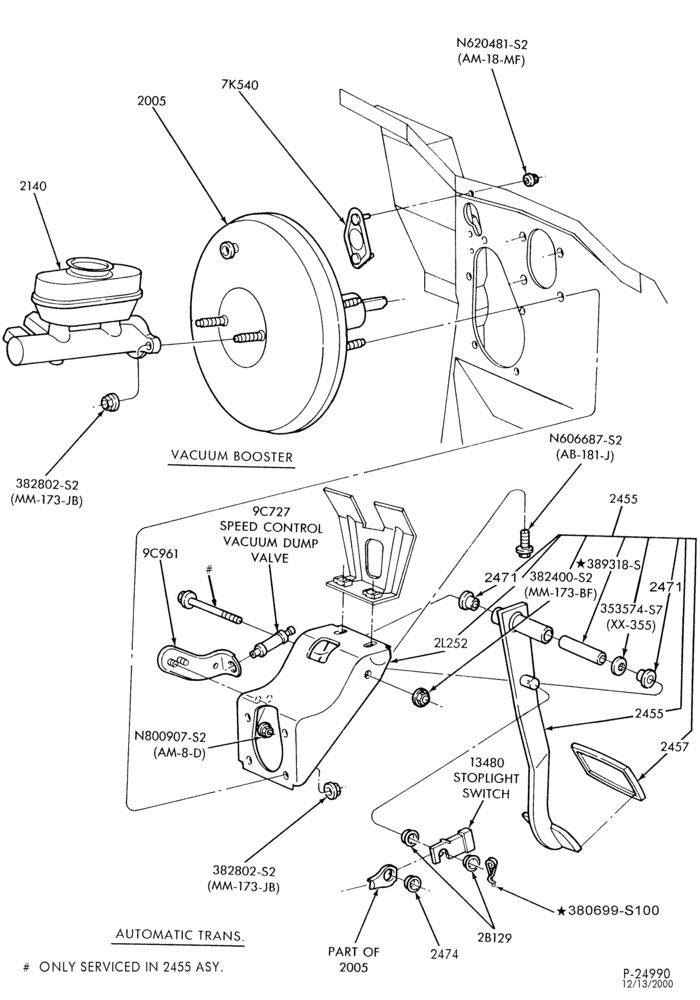 Схема BRAKES-Brake pedal & booster installation - with speed control - Page A-U150